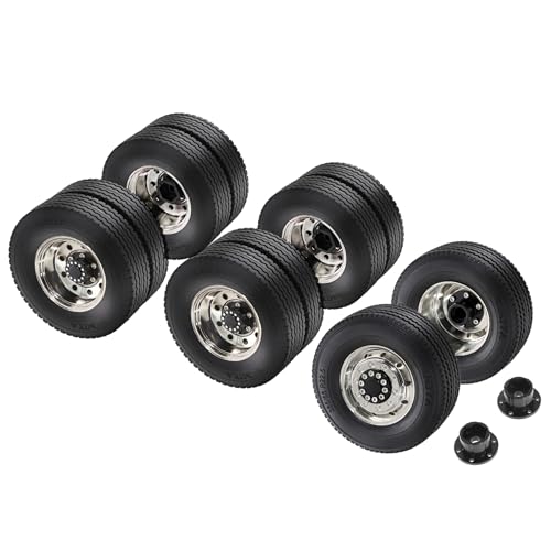 1/14 RC Front and Rear Tractor Truck Tires Steel Alloy Wheels (Front) - color: Front