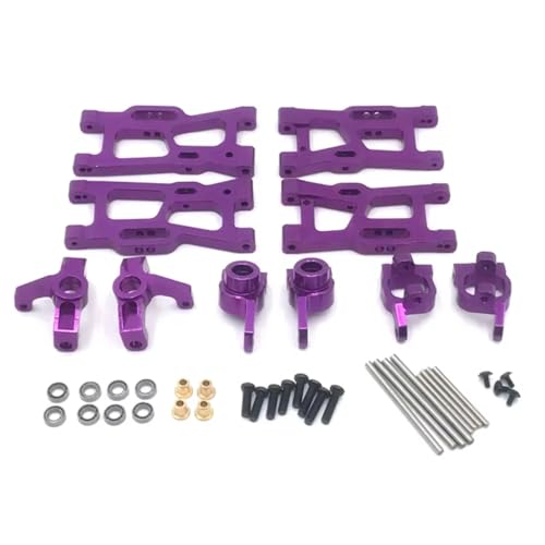 RC Steering Knuckles For Wltoys 144001 144010 124007 124008 124016 124017 124018 124019 Metal Suspension Arms Steering Cup Hub Carriers Set Upgrade Parts(Purple) - color: Purple