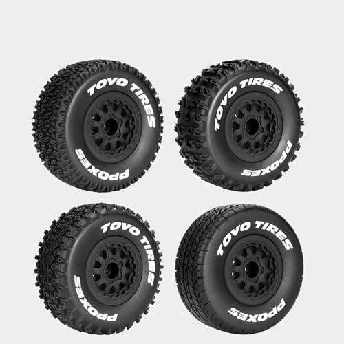 fujita 1/10 RC Racing Short Course Truck Tire & Off-Road Tyre Set Competible for ARRMA SENTON 3S Traxxas Slash4X4 Losi Tenacity Redcat HPI HSP RC Hort Course Truck Car(Black C) - color: Black C