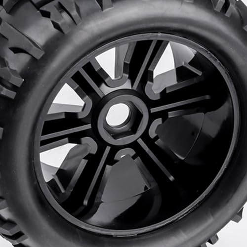 RC Monster Truck Tires and Wheels 17mm Hex Pre-Glued Set with Foam Inserts for 1/8 Arrma Kraton 1/10 Maxx E-Revo (4Pcs)