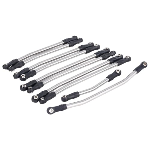 10Pcs Stainless Steel Links Rod Set with Ball End 313/324mm Wheelbase for 1/10 RC Crawler Car Axial SCX10 II 90046 Upgrade Parts (324mm)