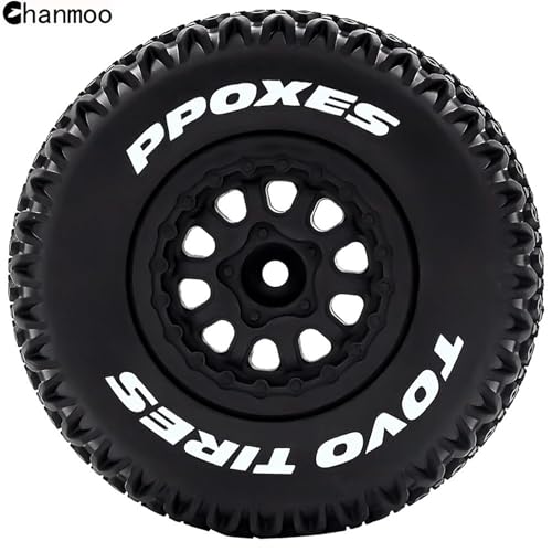 1/10 RC Short Course Truck Wheels and Tires with 12mm Hex 1:10 Scale Off Road Tyres for 1/10 RC Off-Road Car Traxxas TRX4 Slash Arrma Losi Tenacity Vkar 10sc Hpi RC Buggy Car 4PCS (A Tires) - color: A Tires