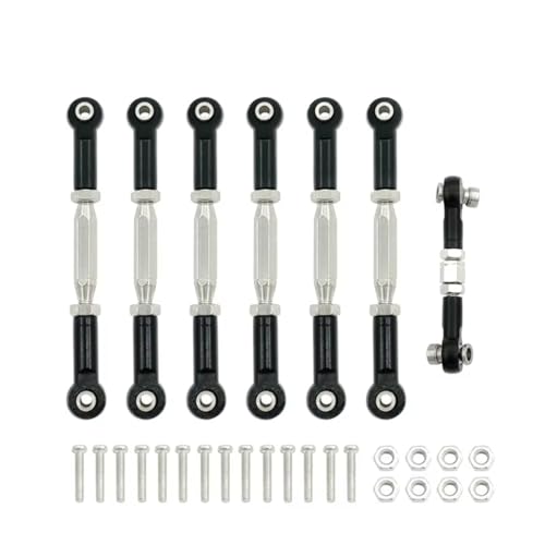 for Traxxas for Slash 1/10 4X4/2WD 1 Set Metal Turnbuckle Camber Link End Adjustable Kit RC Car Upgrade Parts Replacement Parts RC Car Repair Kit(Black) - size: Black