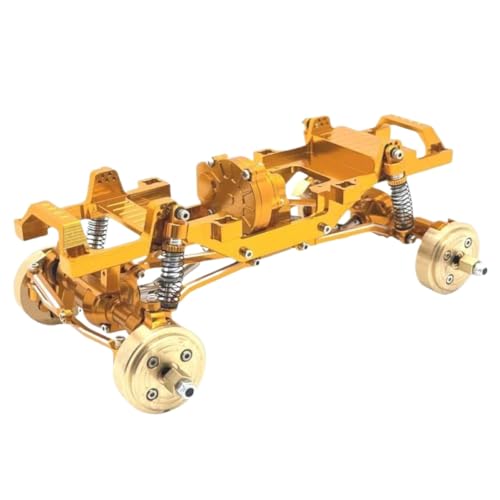Dual Speed Transmission Gear Set with All-Metal Frame for 1/24 Scale RC Cars – Includes Drive Shafts, Shock Absorbers & Servo Mount(Yellow) - color: Yellow
