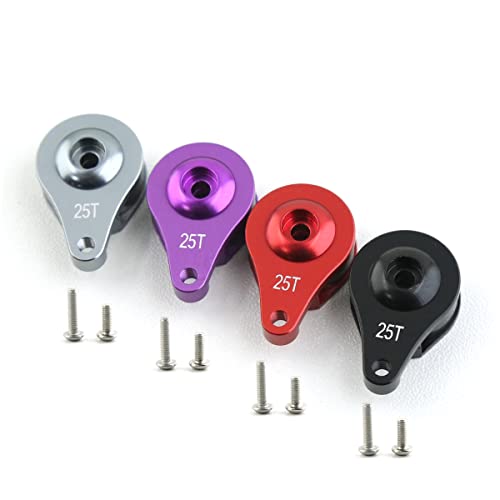 2 Sets Aluminum 25T Servo Saver 1 Hole Adjustable Hi-Torque Servo Horn for 1/10 SCX10 Capra TRX4 TRX6 RC Car Crawler Boat Parts (Titanium) - color: Titanium