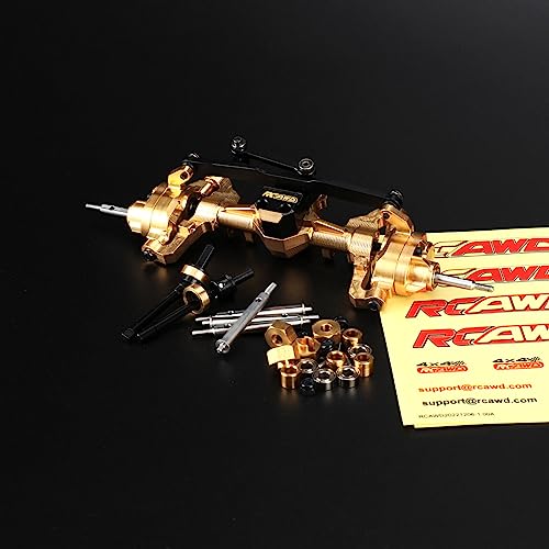 RCAWD Fourth Version Brass SCX24 Front Portal Axles, Wide Axle, Highly Rigid Driveshaft, Thickened Screws for Axial 1/24 SCX24 & AX24 Series Upgrades Parts Gold - color: Front Gold