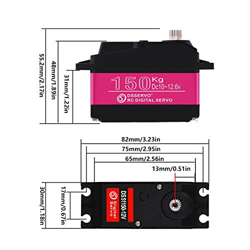 150kg High Torque RC Steering Servo Motor 10V~12.6V HV 18T Digital Metal Gear Waterproof for 1/5 Large Scale Cars 270 Degree - size: 150KG-270°
