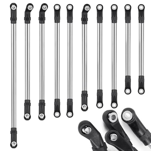 MORLORDY 10Pcs Stainless Steel RC Link Rod Linkage Set with Ball End for Axial SCX10-AXI90075 UMG10 II RC Crawler Car Upgrade Part