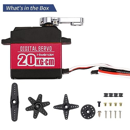 Hiwonder 20KG High Torque Digital Servo Motor Full Metal Gear, Metal Case Waterproof for RC Mode DIY,Control Angle 180° - size: 20KG/180°