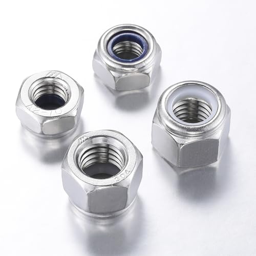 Wensilon(50pcs) M8 Self Clinching Nuts 304 Stainless Steel Self-Lock Nylon Inserted Hex Lock Nuts - size: M8