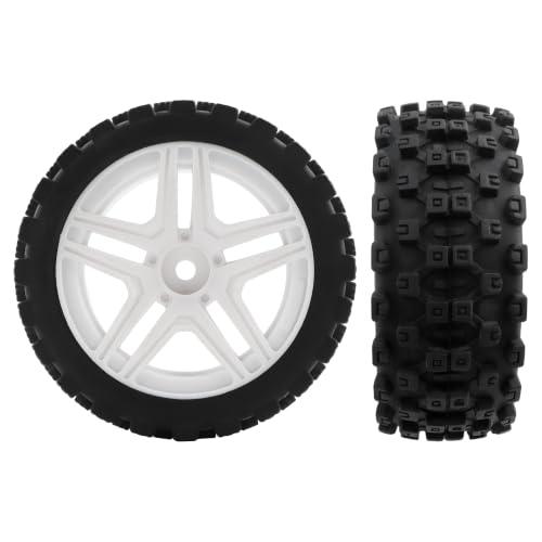 4-Pack RC 1/10 Scale On Road Rally Car Tires OD2.75 Rubber Wheel Rims 12mm Hex Compatible with Traxxas 4 Tec 2.0 Tamiya TT01 XV01 Kyosho WR8 Sakura WLtoys HPI Touring Racing Car(White)