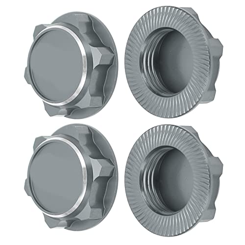 17mm Hex Wheel Nuts, 4pcs Aluminum Alloy 17mm Self Lock Hex Wheel Nuts Adapter Dustproof Caps for 1/8 RC Car Track Wheel Rims (Grey) - color: Grey