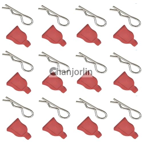 12 Pcs RC Car Universal RC Body Clips with Pull Tabs Car Clips R Clips Compatible with 1/8 1/10 1/12 RC On Road Car Crawler Truck Buggy Shell Replacement Parts TT02 Axial SCX10 (Red) - color: Red