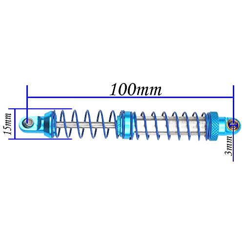 4Pcs Vgoohobby Metal Shocks Absorber Adjustable Dampers Compatible with Axial SCX10 Traxxas TRX4 D90 90046 Redcat Gen7 1/10 RC Crawler Car (Blue,100mm) - size: 100mm