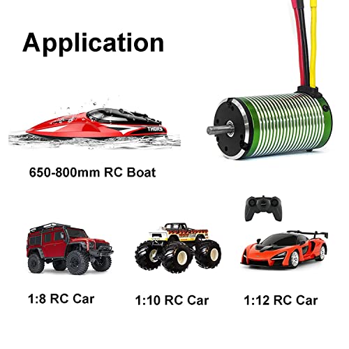 XTEAM 3665 2700KV Brushless Motor 2000W 90A 22V 4-Pole Design, Suitable for 1/8 1/10 1/12 RC Electric Racing Car, Buggy, RC Boat - size: 3665-2700KV