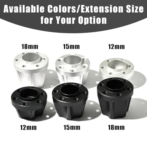 RC 15mm Metal Wheel Hex Hubs Extension Combiner Compatible with 1.9”/2.2” Beadlock Wheel Rim TRX4 Axial SCX10 Traxxas Wraith Gen7 Gen8 D90 CC01 1/10 RC Crawler, 4 Pcs - color: Silver, size: 15mm