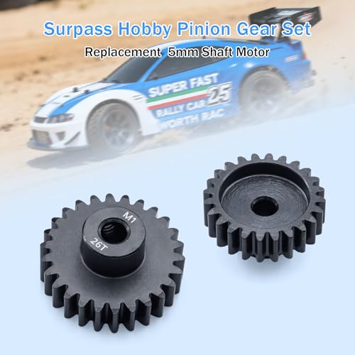 Metal Steel M1 Pinion Gear Sets 22T 23T 24T 25T 26T for 5mm Shaft Motor Gears with Hex Key for 1/8 RC Car Brushless Brush Motor Parts - size: 22T 23T 24T 25T 26T
