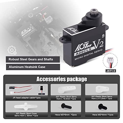 AGFRC 3KG HV RC Micro Servo for Mini-Z Cars (A06CLS V2 Black) | 6g Ultra-Light, 0.052s High Speed, Programmable, Digital Coreless Motor, Full Metal Gear, Ideal for 1/28 RC Cars - style: A06CLS V2 Black