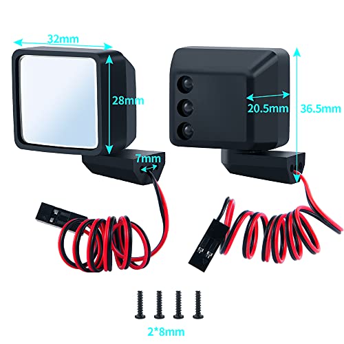 RC Car 1/6th Rear View Side Mirror Kit with LED Light for Axial SCX6 1/6 RC Crawler Car Upgrades