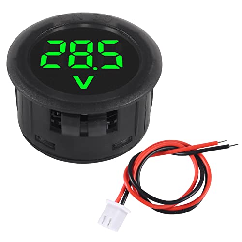 5PCS DC 4-100V LED Digital Display Circular Two-Wire Voltmeter DC Digital Voltmeter Head Display Reverse Connection Protection - color: Green