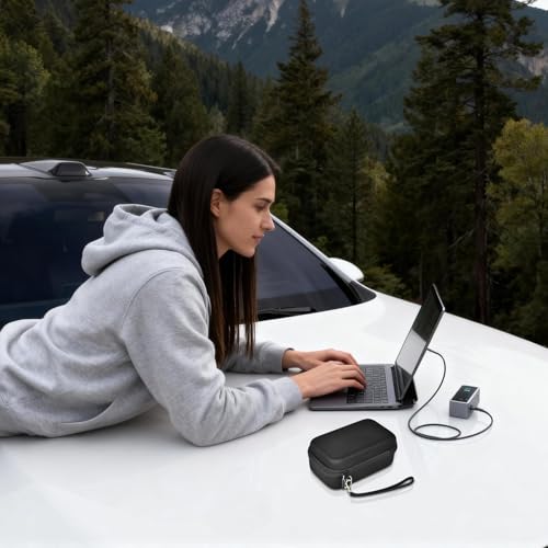 Power Bank Case for Anker Prime 26,250, Shock Protect Grooved Base | Shaped Base with 2 Easy-grab Cutouts, Splash-proof Shookproof; Mesh Pocket; Business Travel, Daily Commute, Outdoor,Case Only - style: Customized for 26250