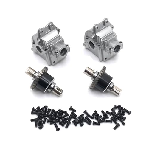 Metal Gearbox Differential Front Rear Upgrade Compatible with RC Car Models 144010 144001 144002 124016 127017 124018 124019(Dark Grey) - color: Dark Grey