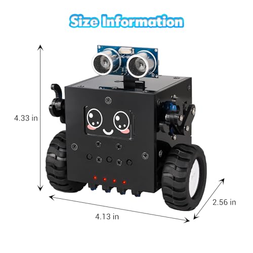 DIY Robot Kit Soldering Project, ICSTATION Robot Car Soldering Practice Kit with Time & Expressions Display STEM Science Kits for Back to School Students Adults Ages 15+ Experiment Education