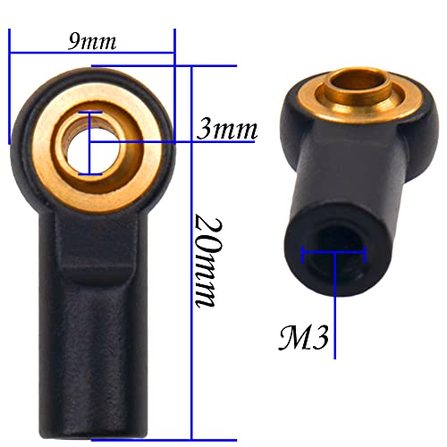 12Pack Vgoohobby Aluminum M3 Tie Rod End Link Rod Ball Head Joint CW Holder 20mm Compatible with Tamiya Axial Redcat HPI Traxxas HSP 1/10 RC Truck Crawler Car (Black) - color: Black