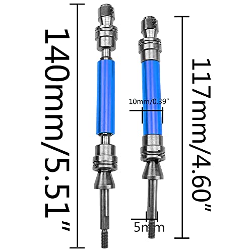 Front & Rear Universal Drive Shaft CVD w/Wheel Hex Hub Compatible with 1/10 Traxxas Slash VXL 4x4 /Stampede VXL 4X4/Hoss VXL 4X4 RC Car Upgrade Part (Blue) - color: Blue