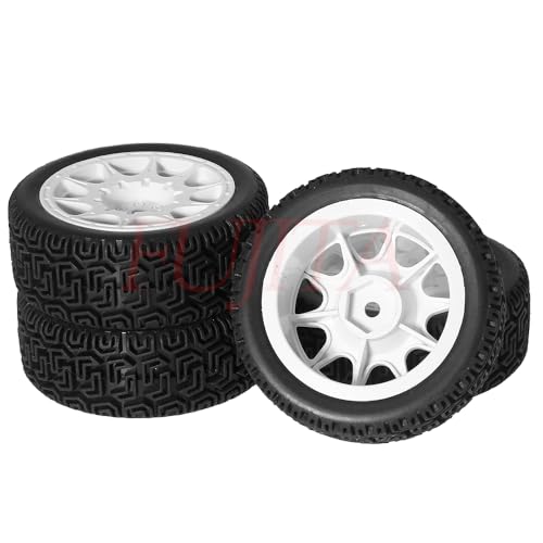 fujita 1/10 RC ON-Road Rubber Racing Tire Rim 68mm OD for 1/10 RC Rally Car Tamiya XV01 XV02 TT02 PTG HSP RGT Kyosho FAZER MK2 PTG (White A) - color: White a