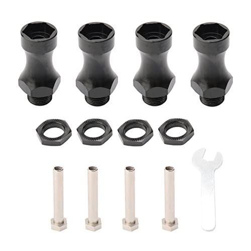 4PCS RC Wheel Hubs 12mm Turn 17mm Hex Adapter Nuts 30mm Extension for 1:10 Scale Monster Truck SCT Buggy Off Road Cars Upgrade 1:8 Wheels, Black - color: Black