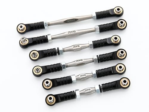 GTBRacing Titanium Alloy Front Rear Linkage Tie Rod for 1/8 RC Car TLR Losi 8IGHT XE 4WD (Black) - color: Black