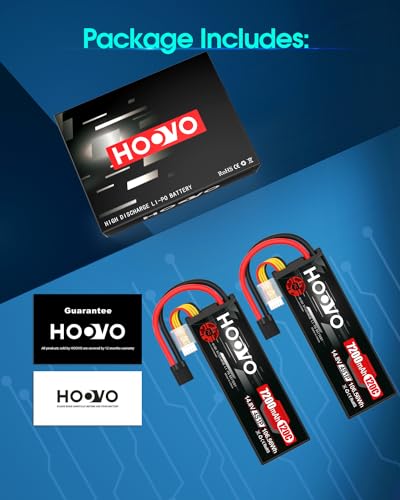 HOOVO 4S Lipo Battery 14.8V 120C 7200mAh RC Car Batteries Hard Case TR Plug | 2 Pack, Compatible for 1/8 and 1/10 Scale RC Car Buggy Truggy Truck Slash 4X4 Crawler Monster RC Battery