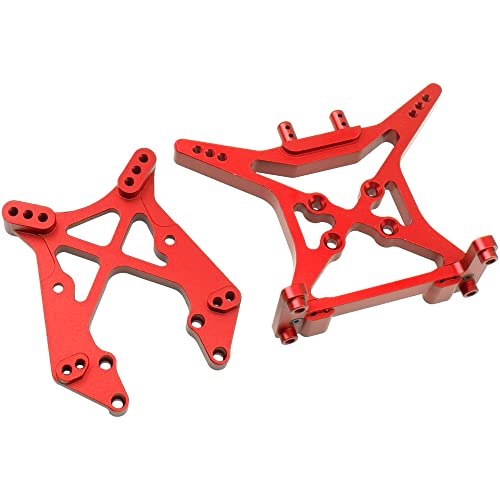 ShareGoo Aluminum Alloy Front & Rear Lower Suspension A-Arms Set Shock Tower Compatible with Horizon ECX 1/10 2WD Ruckus Axe Brutus Circuit AMP MT/DB Crush RC Car Buggy Tuck (Red)