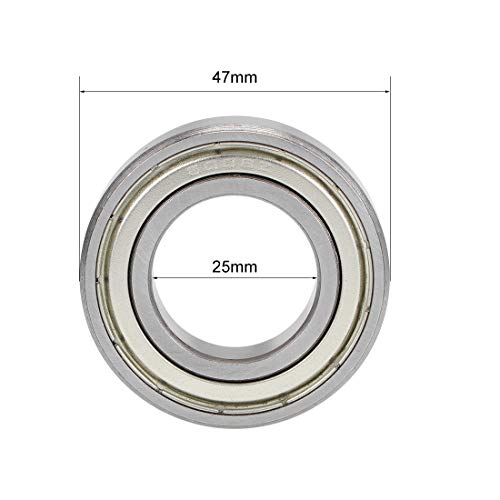 uxcell 6005ZZ Deep Groove Ball Bearings Z2 25mm X 47mm X 12mm Double Shielded Carbon Steel 2pcs - size: 25mmx47mmx12mm