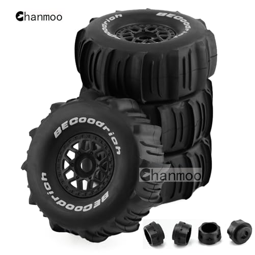 1/7 1/8 RC Short Course Truck Car Tires and Wheels Rims 17mm Hex Snow Sand Buggy Desert Tyres for 1:7 Or 1:8 Scale RC Off Road Truck Car TRAXXAS UDR 85086-4 ARRMA YK4072 DF7 4Pcs (B Green) - color: B Green