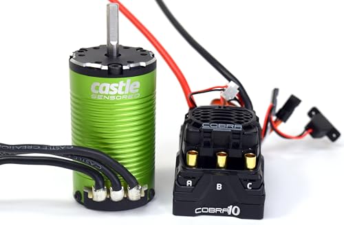 Castle Creations 010-0174-14 Cobra 10, 6S MAX, 25.2V MAX, 8A Peak BEC W/1412-3200 5MM KV SENSORED Motor