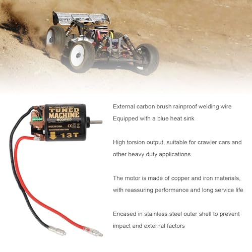 RC Car Brushed Motor 1/10 RC Crawler Car 540 Brushed Motor with Blue Heatsink for Axial Scx10 (13T) - size: 13T
