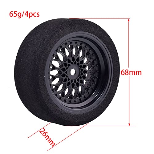 4Pcs 1/10 On-Road Foam Tires& 9003 Wheel Rims 12mm Hex for HSP HPI RC Racing Car Toy, Gold