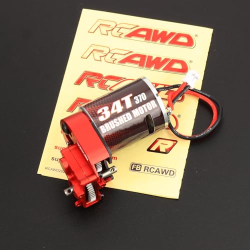 RCAWD 330% More Power 370 Motor SCX24 Transmission Gearbox Set for Axial 1/24 SCX24 AX26 Series Upgrades Part Red - color: Red