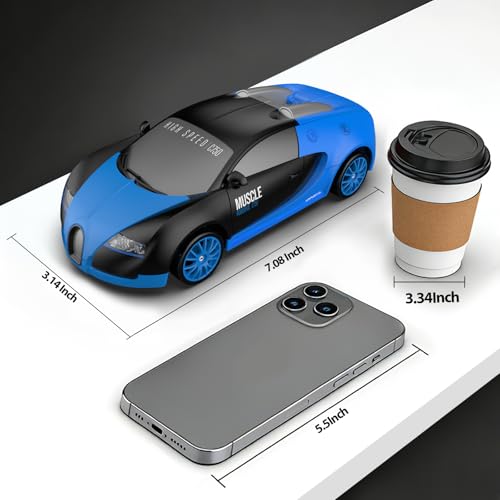 Remote Control Car RC Drift Car 2.4GHz 1:24 Scale 4WD 15KM/H High Speed Model Vehicle with LED Lights Drifting Tire Racing Sport Toy Car for Adults Boys Girls Kids Gift - color: H-blue