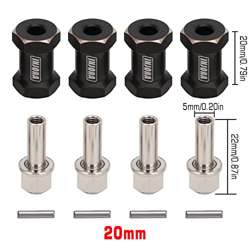 INJORA RC Hex Hub 12mm Brass Wheels Extension Black Drive Adapter for 1/10 RC Crawler Axial SCX10 90046 D90 (20mm) - size: 20mm