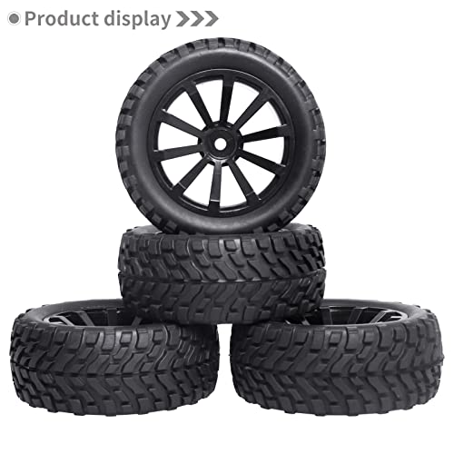 12mm Hex Wheels and Rubber Tires (Hight 2.99 inch / 76mm) for RC 1/10 On-Road Touring Car, Set of 4