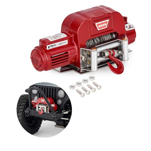 AMK RC Winch, 1/10 Metal Winch Kit with Controller, RC Crawler Accessory for TRX4 TRX6 Axial SCX10 D90 CC01 TF2 Wrangler 90046 90047 D110 (Red) - color: Red