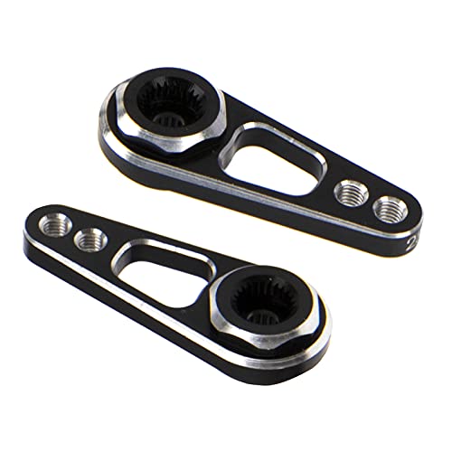 2Pack Vgoohobby Aluminum Alloy RC Double Hole 25T Steering Servo Arm Horn Compatible with Recat Axial SCX10 90046 Traxxas TRX-4 1/10 RC Crawler Climbing Car (Silver-Black) - color: Silver-black