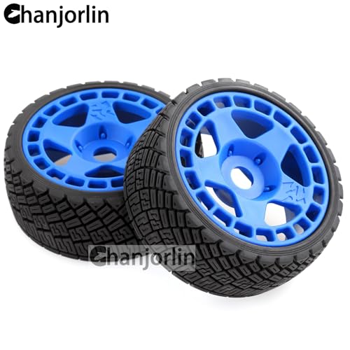 1/8 1/7 RC On Road Tires and Hard Plastic Rally Racing Wheels 17mm Hex Touring Tyres OD 3.94'' for 1:8 1:7 Street Drift Car ARRMA Losi Kyosho GT2 W10 Tamiya HPI WR8 HSP 4PCS (Blue) - color: Blue