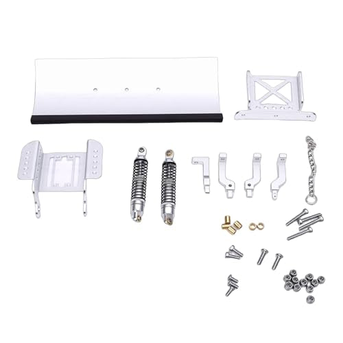 1/18 RC Metal Snow Plow, Alloy Replacement Snow Plow, Hydraulic Damping for RC Crawler Car with Shock Absorption for Winter Scenes & Obstacle Clearing (Silver) - color: Silver