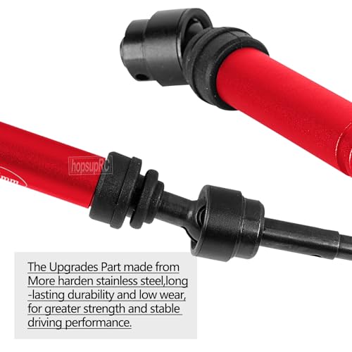 RC Upgrades Part for Stampede Slash Rustler JatO 4X4 VXL/BL-2s,RC #45 Steel CVD Drive Shafts,Harden Front Rear Driveshaft Axles Hops up(4PCS),Replace #9051#9052 Red - color: Red(4pcs)