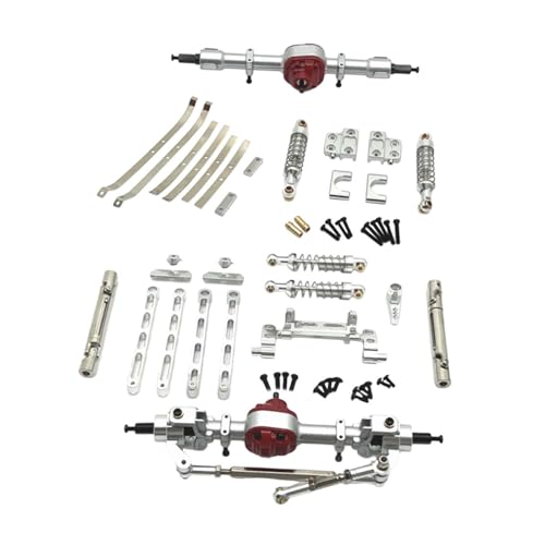 Colaxi Metal RC Car Chassis Upgrade Kit, Front and Rear Assembly for MN82 1:12 Scale RC Crawler - color: Silver