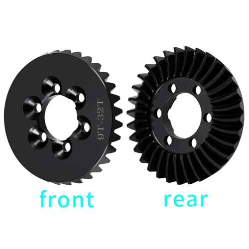 Diff Ring&Pinion Gear 32/9T 1.35M for Axial SCX6 JLU JeepTrail | Honcho AXI05000 AXI05001 1/6 RC Crawler Upgrade Parts Steel Front or Rear Spiral Cut Differential Gears - size: 32T/9T/1.35 Mod